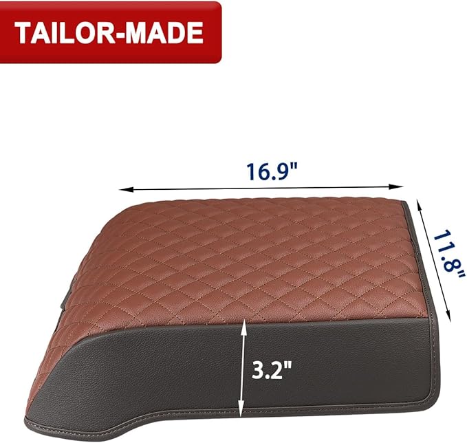 KBH Center Console Armrest Cover for 2015-2020 Ford F150, 2017-2022 F250-F550, 2018-2024 Expedition, Bucket Seat, PU Leather Cushion Pad, Anti-Scratch (Not for Other Years)