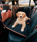 Owleys Hard Bottom Pet Seat Cover for Back Seat – Heavy Duty Waterproof Dog Hammock Bed –Travel Protector for SUVs, Sedans & Trucks – Foldable Design - 2 Pockets – Mesh Ventilation Windows