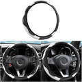 Car Steering Wheel Cover, 15 Inch Universal Microfiber PU Leather Steering Wheel Covers, Breathable Anti-Slip Steering Wheels Accessories for Men Women, Universal for All Seasons (Black/White)