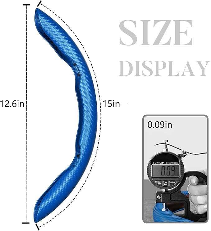 Carbon Fiber Steering Wheel Cover 3pcs Anti-Slip Car Steering Wheel Accessories Snap on Grip 15 inch Universal Blue