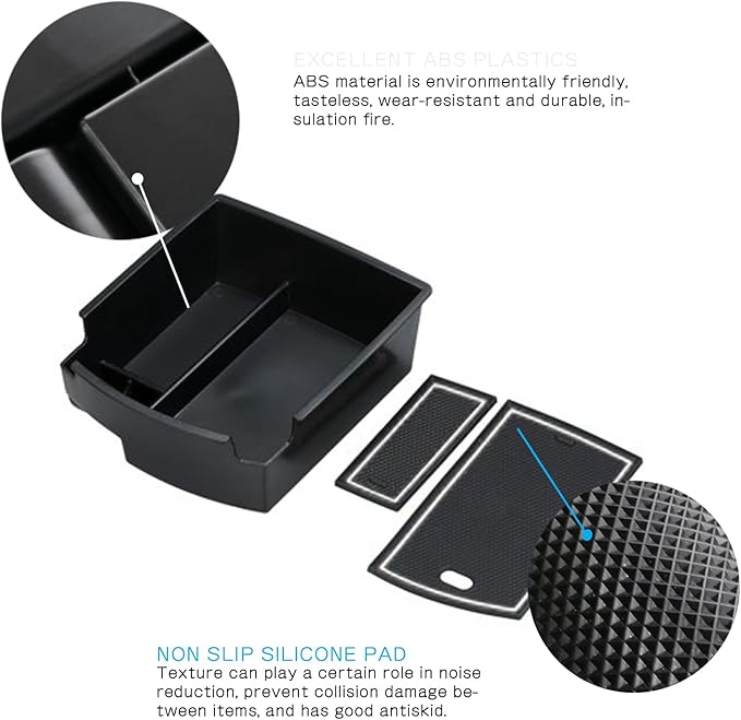 Ruiya Kona Center Console Organizer for Hyundai Kona Accessories Middle Console Organizer 2018+ Hyundai Kona Armrest Storage Box Glove Tray Compatible with 2018 2019 2020 2021 2022 2023 Hyundai Kona