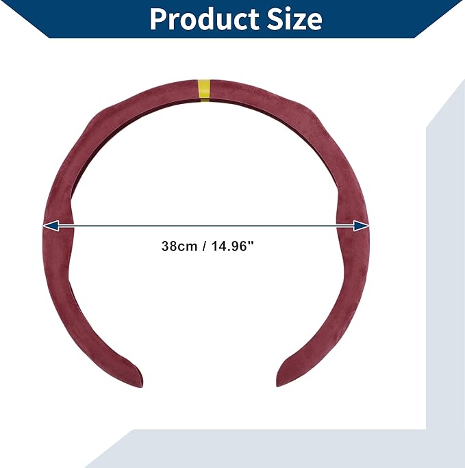 Suede Steering Wheel Cover ABS Car Steering Wheel Protector 14.96" Rose Red Yellow 1 Pc