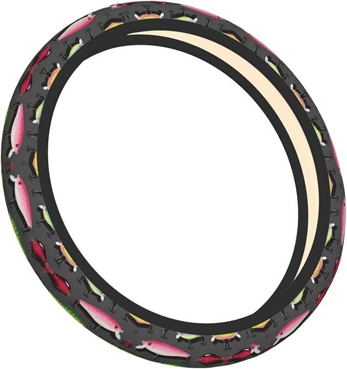 Fishing Lure Universal Fit Steering Wheel Cover for Car, Truck, and SUV, Durable Steering Wheel Protection