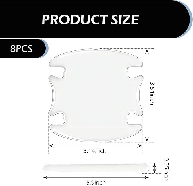 8 PCS Car Door Handle Protector, Anti-Scratch Door Bowl Paint Guard Stickers, Drip Glue Waterproof Auto Handle Protective Film, Universal Fit for Most Cars (Transparent #8PCS)