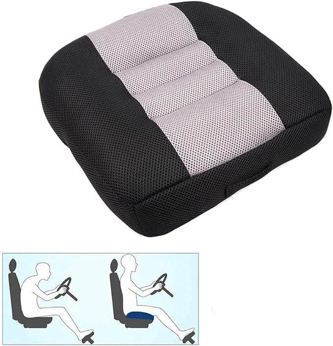 Srutirbo Car Booster Seat Cushion Heightening Height Boost Mat, Breathable Mesh Portable Car Seat Pad Angle Lift Seat for Car, Office,Home (Black)
