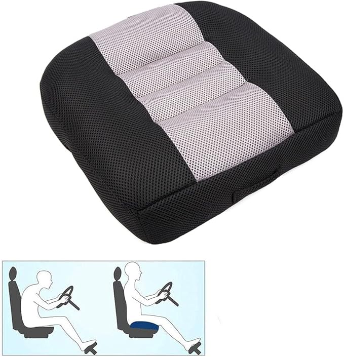 Srutirbo Car Booster Seat Cushion Raise The Height for Short People Driving Hip (Tailbone) and Lower Cack Fatigue Relief Suitable for Trucks, Cars, SUVs, Office Chairs, Wheelchairs (Black and Gray)