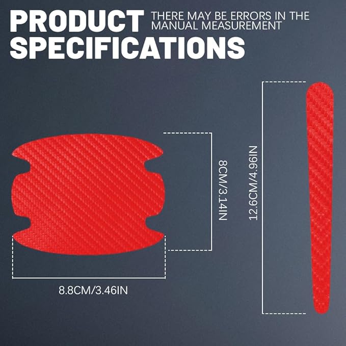 8PCS Car Door Handle Scratch Protectors, Carbon Fiber Car Door Handle Bowl Sticker, Universal Car Door Handle Paint Guard Cover, Auto Exterior Decor Door Handle Cup Protective Film for Most Models