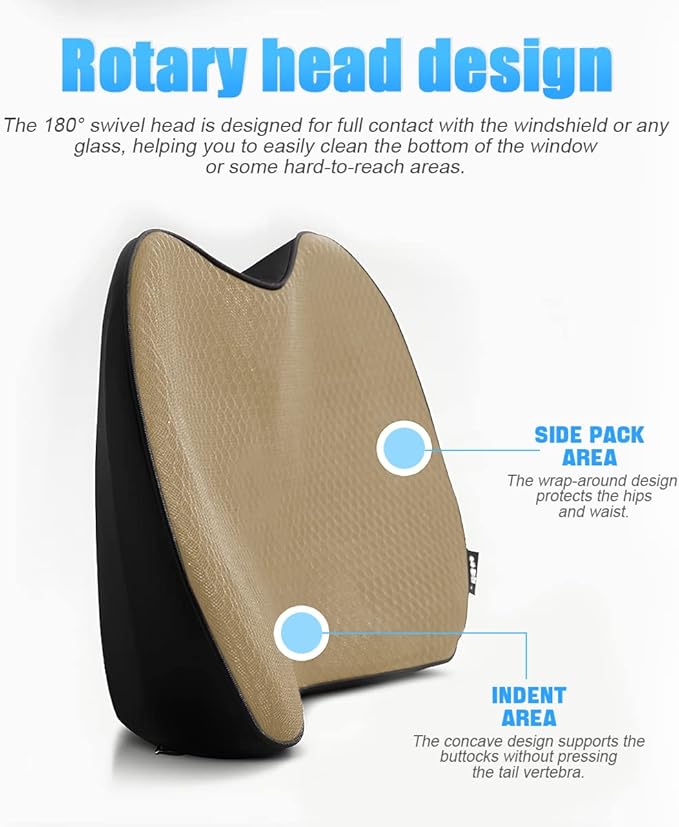 Car Seat Cushion, Memory Foam Auto Wedge Seat Pad, Comfort Low Back and Tailbone Sciatica Pain Relief Driving Pillow, Breathable Non Slip Orthopedic Support Pad, Universal for Men Women (Beige)