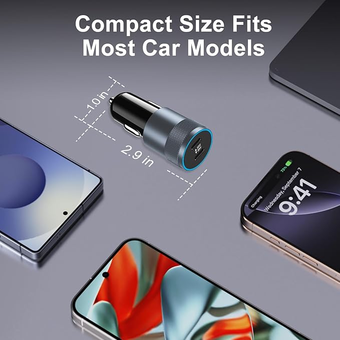 5 Pack USB C Car Charger Adapter, Aymla 60W Dual PD 3.0 Auto Cigarette Lighter Car Plug 2 Ports Type-C Fast Charging for iPhone 16 Pro Max/15 Plus, Samsung Galaxy S25 Ultra, Google Pixel 9, iPad