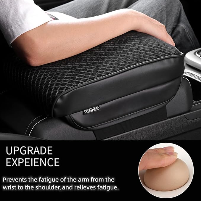RAKSONIC Car Armrest Cushion with Comfortable Memory Foam,Upgrade Car Console Armrest Pad,Premium Material Car Armrest Cover,Universal Car Center Console Pillow,Car Accessories(Black2)