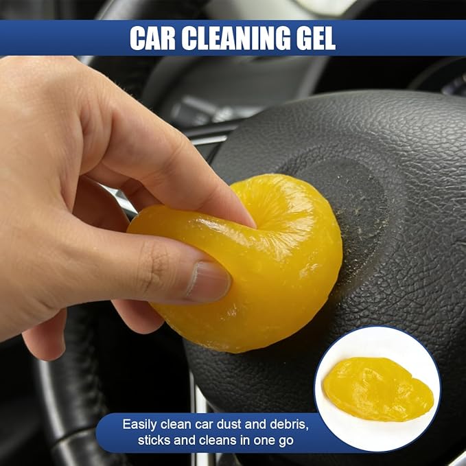 Craedli 2PCS Car Cleaning Gel, Reusable Dust Remover Slime Kit, Car Air Vent Cleaning Putty, Universal Auto Interior Keyboard Jelly Detailing Supplies for Men, Women Present (Yellow)