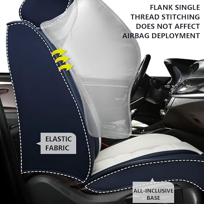 Iceleather Luxury Car Seat Covers for Ford Edge 2007-2025,Waterproof Soft Breathable PU Leather Seat Cover with Storage Pockets(Black&Green,Full Set with Pillow)