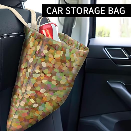 Car Trash Can, Cute Car Trash Bag, Hanging Car Organizer and Storage Bag, Trash Bin for Car Accessories, Vehicle, Travelling, Camping Luxury Gloden Glitter Pattern