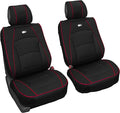 FH Group Front Set Faux Leather Car Seat Cushions - 2 Pack Seat Covers for Cars Trucks, SUV, Waterproof Car Seat Cover, Universal Fit, Black Red Trim