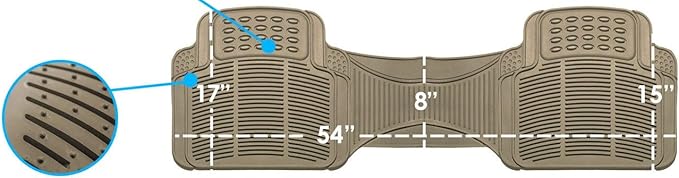 FH Group Car Floor Mats - Heavy-Duty Rubber Floor Mats for Cars, Universal Fit Rear Set, Trimmable Automotive Floor Mats, ClimaProof Floor Mats For Most Sedan, SUV, Truck Floor Mats Gray