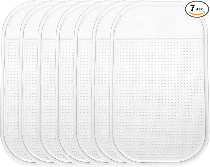 HARFINGTON 7pcs Car Dashboard Anti-Slip Mat 5.5" x 3" Universal Sticky Dash Pad Washable Reusable Car Non-Slip Mats for Phone Keys Sunglasses Electronic Devices, Transparent