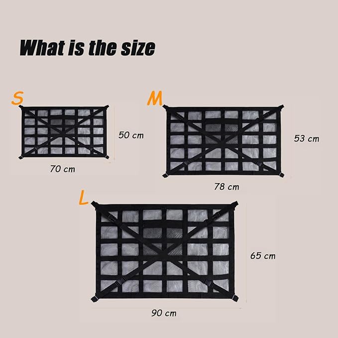 Overhead Car Organizer, Compatible with Chevrolet Silverado Pickup Truck 2019-2025 Car Roof Storage Net Universal Car Ceiling Storage for Camping Storage Bag,Black-Large