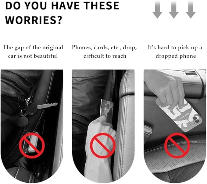 2PCS Car Seat Gap Filler,Flexible in between Car Seat Catcher for Tightly Filling Seats Gaps,Universal Cars Console Catcher Interior Cars Accessories for Women & Men (Brown)