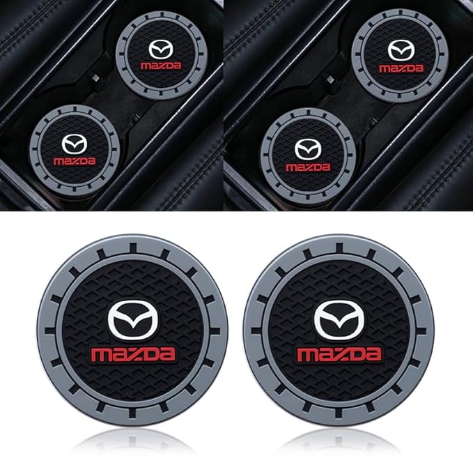 Silicone 2PCS Car Cup Mat Holder Coasters Compatible with Mazda M2 M3 M5 M6 MX5 RX7 RX8 A8 CX9 MX6 R3 CX-5 CX-7 CX-8, Non-Slip Car Coasters for Cup Holder Interior