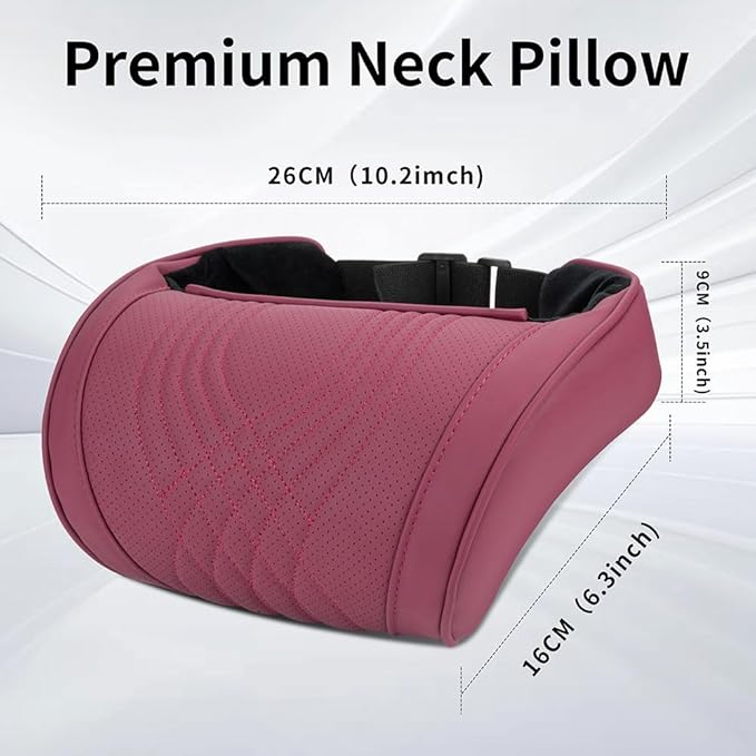 Dapucarin Car Headrest Memory Foam Neck Pillow for Driving with Leather Cover Soft Comfortable Seat Head Pillow Cushion for Most Cars SUV Sedan Home Office Red (2PC)