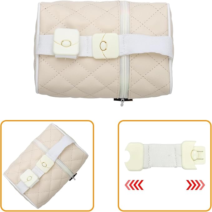 UNICOLD Tissue Boxes Holder Car Sun Visor or Vehicle Backseat Tissue Holder Car Napkin Holder for PU Leather Universal Car Paper Towel Holder Tissue Organizer Bag (Beige1)