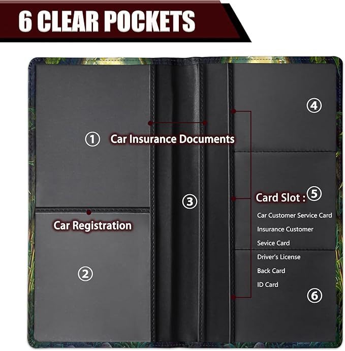 Yuxcfhjfe Car Document Holder with Magnetic Shut, Car Registration and Insurance Card Holder, Vehicle Glove Box Organizer Documents, Driver License, Auto Paperwork Organizer Wallet, Cute Deer Pattern