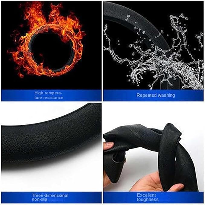 Cool Non-Slip Silicone Steering Wheel Protector, Car Steering Wheel Protective Cover, Non-Slip Car Steering Wheel Cover, Universal Fit Easy to Clean Steering Wheel Cover (Orange), RZX123