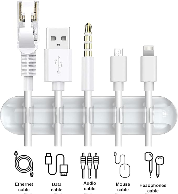 Cord Organizer, Clear Cable Organizer Cord Holder, Wire Organizer USB Cable Management Cord Keeper, 3 Packs Cable Clips for Car Home and Office (7, 5, 3 Slots)
