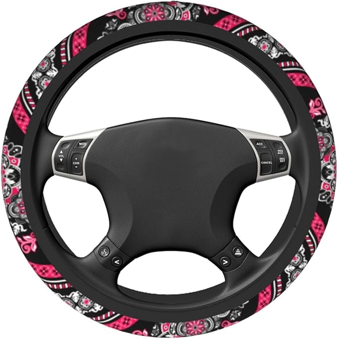 Boho Car Steering Wheel Cover Auto Accessories Universal 15 Inch Non-Slip Neoprene for Women Cute Automotive SUV Van Truck Wheel Protector