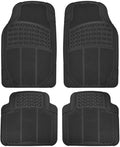 Heavy Duty 4pc Front & Rear Rubber Floor Mats for Car SUV Van & Truck - All Weather Protection Universal Fit
