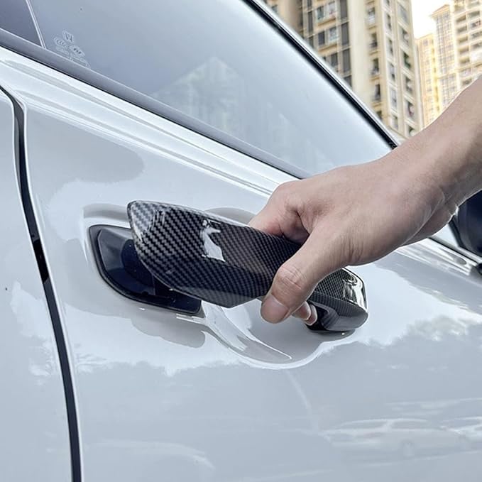 No Adhesive Snap-on Car Door Handle Cover Protector for Honda 11th Gen Civic 2022 2023 2024 2025 2026, Accord CR-V HR-V 2023 2024 2025 2026, Acura Integra 2023~2025 Accessories(2. Carbon Fiber Grain)