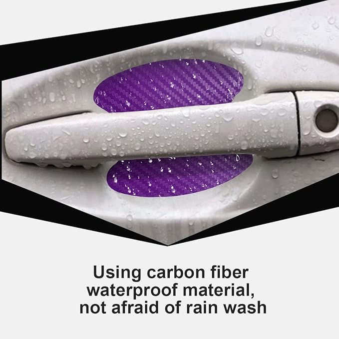 4PCS Car Handle Cup Stickers, Carbon Fiber Scratch Auto Door Protective Film, Non-Marking Car Bowl Protector, Universal Paint Cover Guard for Most Cars, SUV, Van (Purple)