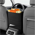 Car Handbag Holder Between Seats, Leather Large Capacity Vehicle Front Seat Purse Organizer Pocket, Automotive Consoles Storage Barrier of Pet Kids, Universal for SUV RV Truck (Black)
