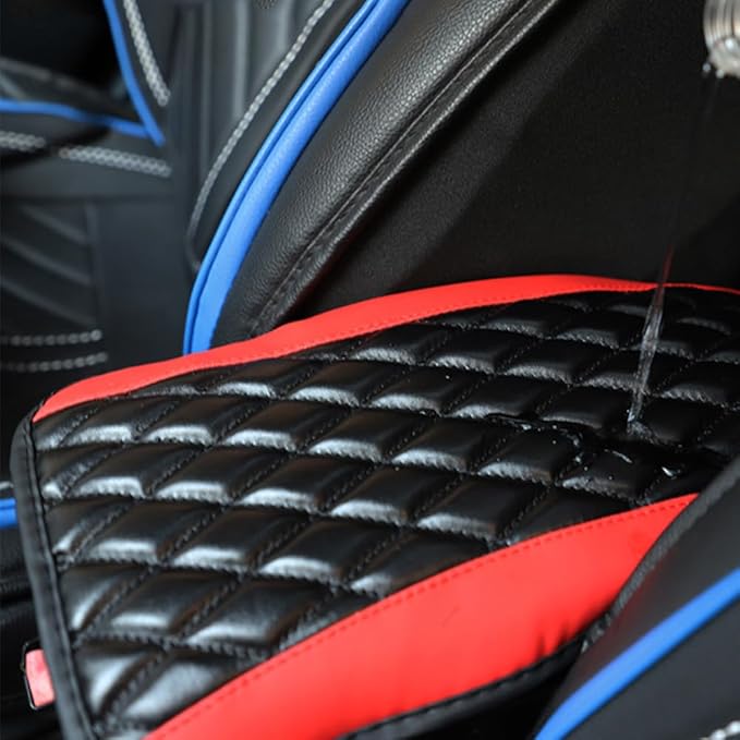 Leather Car Armrest Box Pad for Corvette C8 Stingray/C8 Coupé/C8 Z06/C8.R/C8 LT2 LT6 2019-2023 Waterproof Armrest Center Console Protector Cover Universal Arm Rest Cushion,Red, normal