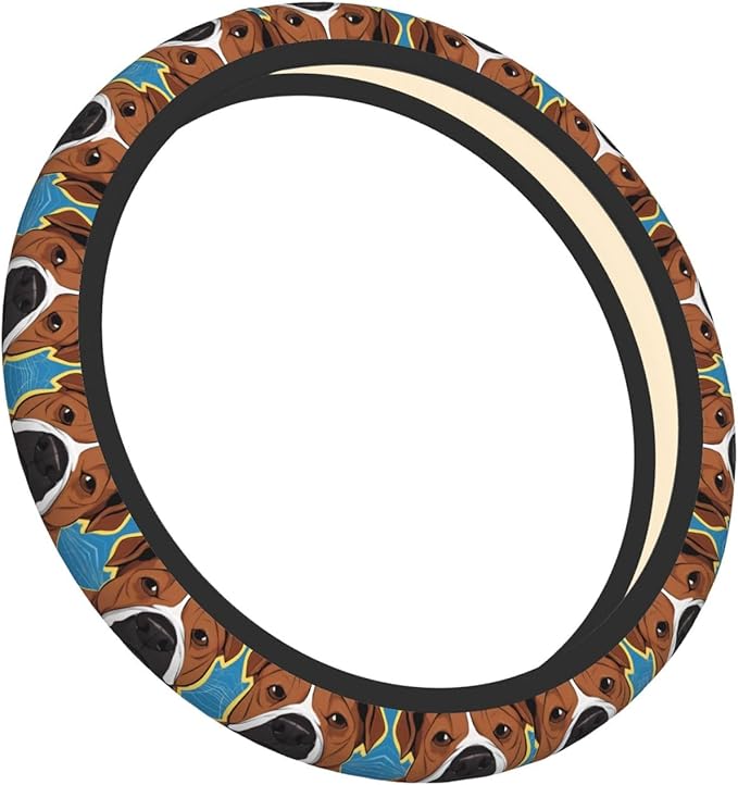 English Bulldog Art Car Steering Wheel Cover, 15 Inch Steering Wheel Cover Stylish Decor for Most Cars