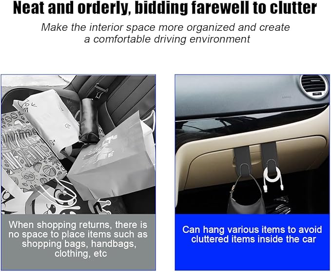 Car Co-Pilot Glovebox Hooks, 2PCS Anti-Scratch Vehicle Passenger Seat Storage Hanger for Handbag Purse Umbrellas, Auto Interior Organizer, Universal for SUV Sedan Truck(Black)