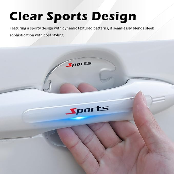 8PCS Car Door Handle Protector Anti-Scratch,Clear Car Door Handle Scratch Protector with Sports Design,Universal Self-Adhesive Cars Handles Protectors for Most Vehicles