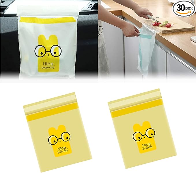 30pcs Car Trash Bag Disposable - Yellow Cartoon