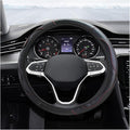 Car Steering Wheel Cover, 15 Inch Carbon Fiber Leather Elastic Steering Wheel Protector, Anti-Slip, Breathable & Soft Car Interior Accessories Universal for Most Cars, Men & Women (Black)