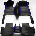 Customize Car Floor Mats for 99% Sedan SUV Sports Car All Weather Leather Full Coverage Waterproof Non-Slip Vehicle Lining Pads (Black Blue Splicing)