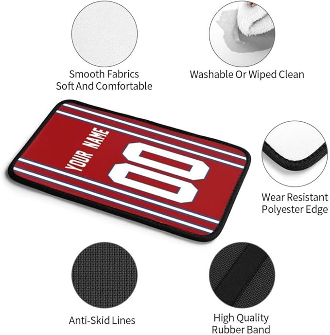 Custom Car Armrest Cover,Add Personalized Name and Number As Gifts for Loyal Football Fans,American Football Auto Center Console Pad Car handrail Box Cushion,Fit for Most Car Seat Box Cover Protector