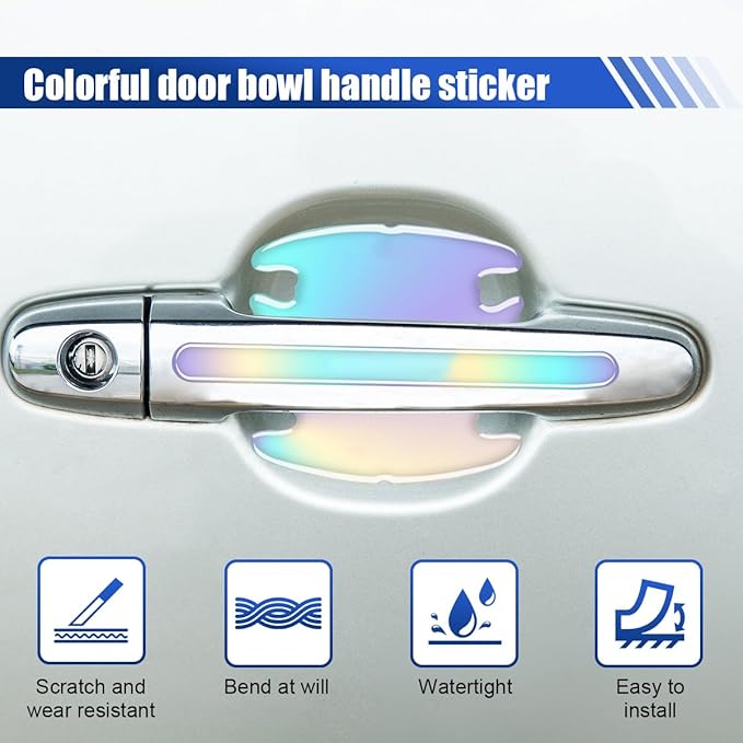 YoRise Car Door Handle Scratch Protector, Waterproof Anti-Scratch Car Paint Protection Film, Adhesive Door Handle Bowl Sticker, Automotive Door Protector Accessories for Most Cars (18PCS)