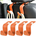 Car Back Seat Headrest Hooks, 4PCS Vehicle Backseat Storage Organizer Hanger, Multifunctional Auto Headrest Hidden Hook Universal for Handbag Purse Backpacks Bags(Carbon Fiber Orange)