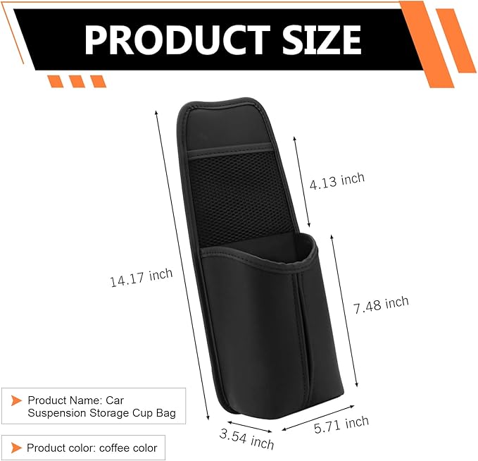 Car Tissue Holder, Leather Seat Side Strap-On Organizer Box with Mesh Net, Multifunctional Hanging Card Cup Holder Storage Bag, Universal for Most Cars (Black)