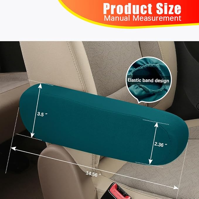 Smeyta 2PC Car Front Seat Armrest Covers,Universal Size Seat Arm Rest Cover,Flat Cloth Fabric Armrest Cover,Car Interior Accessories(Green,1Pair)