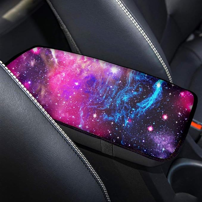 GLENLCWE Purple Galaxy Space Car Armrest Seat Box Cover Auto Center Console Pad Protector Universal Fit
