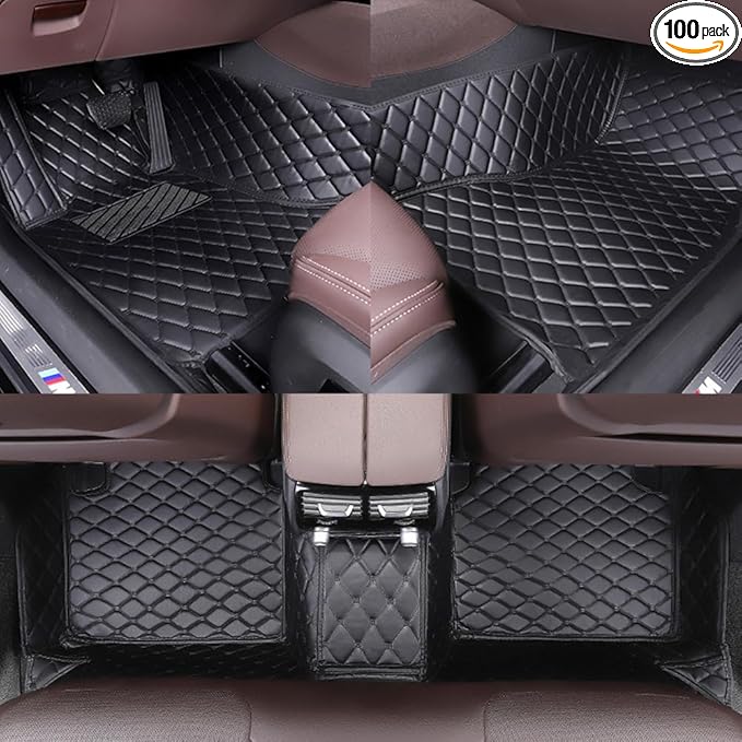 Customize All-Weather Protection Waterproof Leather Floor Mats for Cars, SUVs, and Trucks According to Automotive Model (All Black)