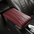 Car Center Console Cover Nappa Leather Memory Foam Armrest Box Seat Box Cushion Protector Pad Comfortable Height Increase Universal for Car Truck SUV (Strip,Wine Red)