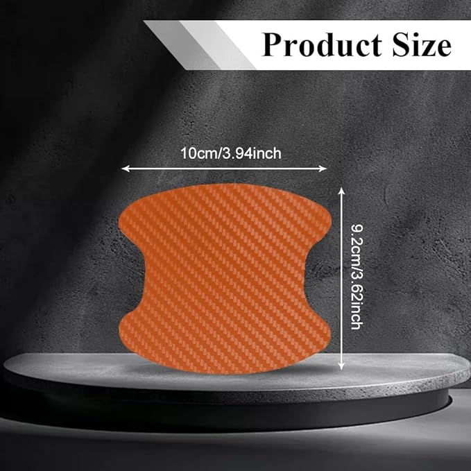 4PCS Car Door Handle Cup Scratch Protector, Car Door Handle Sticker, Scratch Auto Door Protective Film, Car Accessories Car Door Handle Protective Films Universal for Cars (Orange, 4PCS)