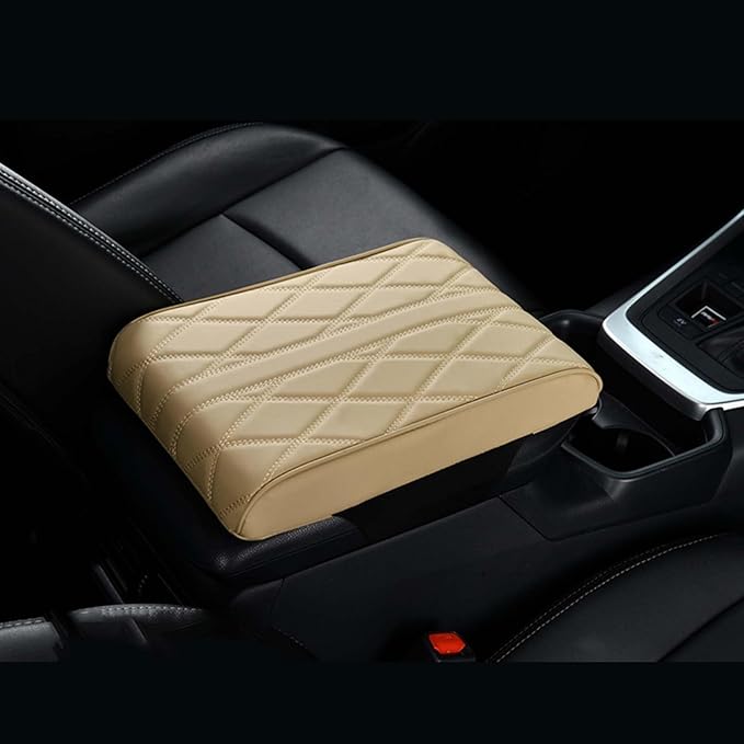 Car Center Console Cover for Hyundai Santa Fe 2000-2025 DM/NC,Armrest Box Mat,Car Armrest Box Pad,Center Console Cushion,Leather Car Armrest Box Pad,Scratch Resistant,Comfort Elbow,C-Beige